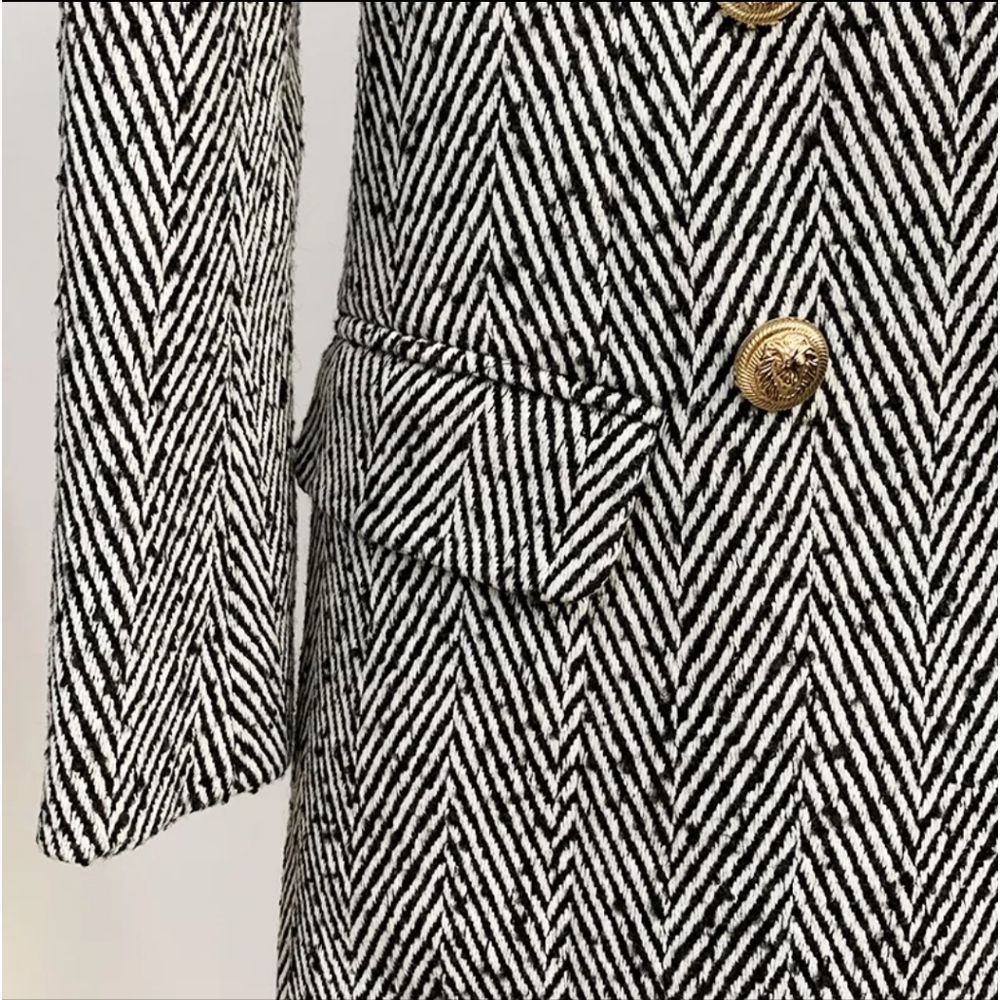 Double breasted striped wool coat - Picture 4 of 10
